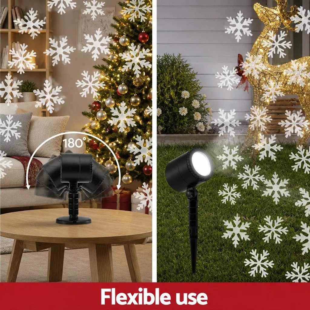 Laser Light Projector Snowflake Patterns White Indoor Outdoor Garden Decoration