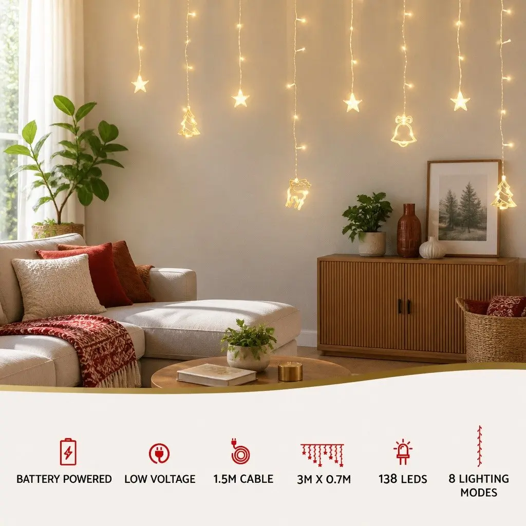 138 LED Icicle Lights for Home Decorations