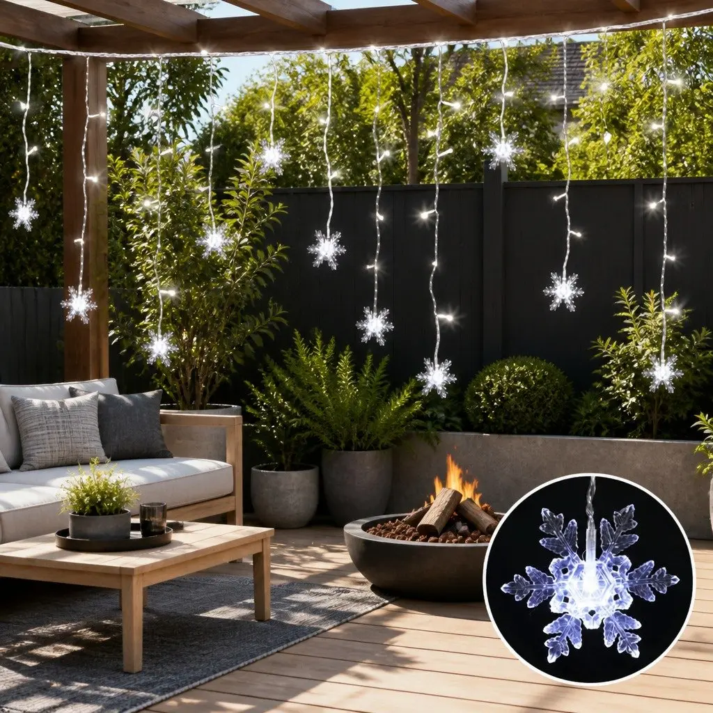 160 Cold White LED Icicle Christmas Lights 6M Outdoor Indoor Decoration