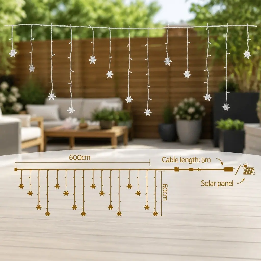 160 Cold White LED Icicle Christmas Lights 6M Outdoor Indoor Decoration