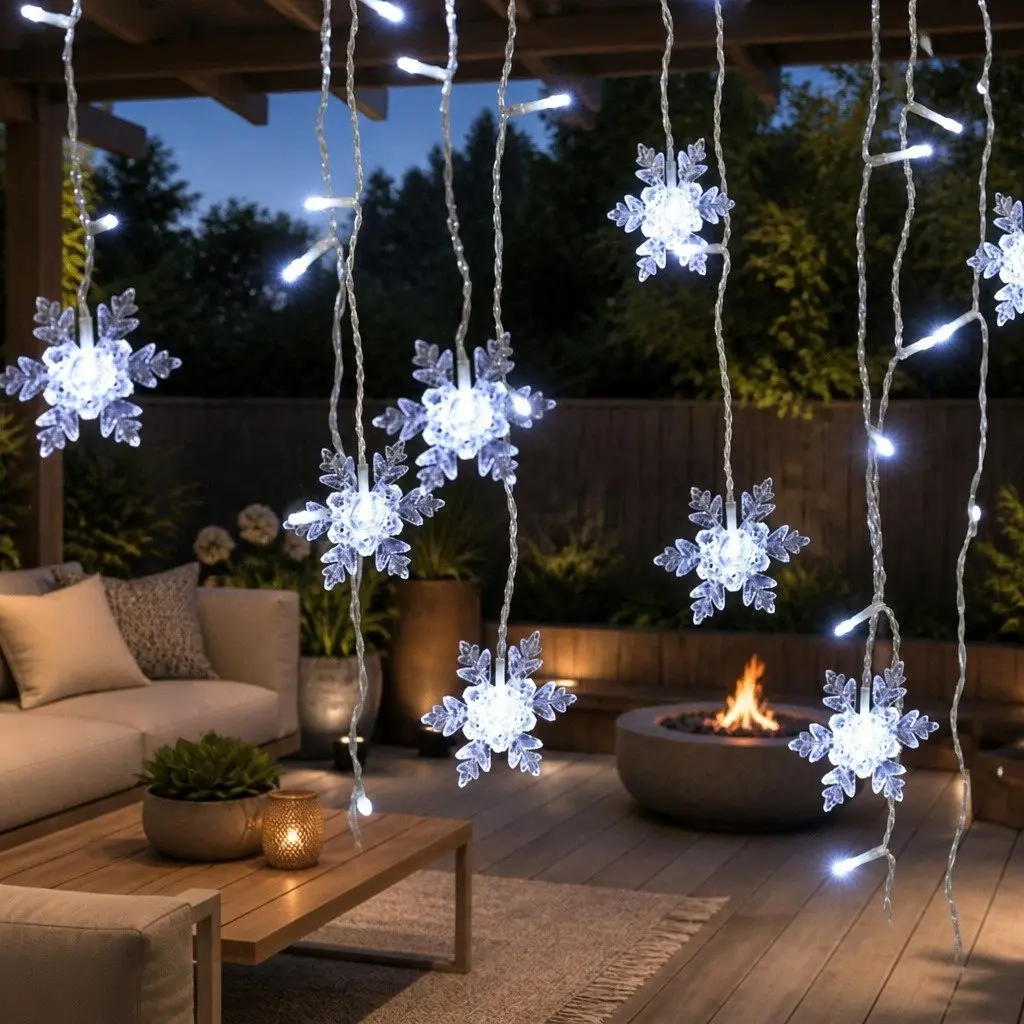 160 Cold White LED Icicle Christmas Lights 6M Outdoor Indoor Decoration