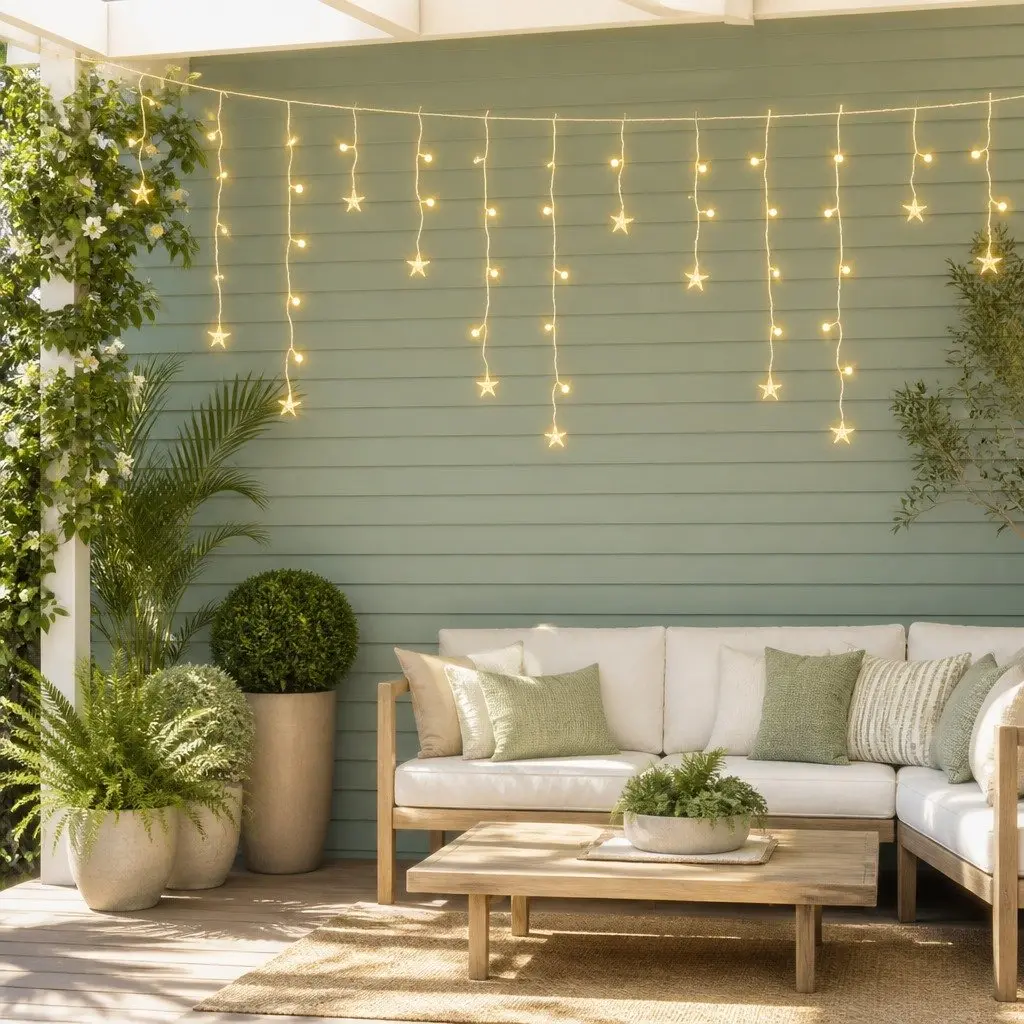 Icicle Christmas Lights Warm White LED 6M Outdoor Decoration with 160 Bulbs and 8 Lighting Modes