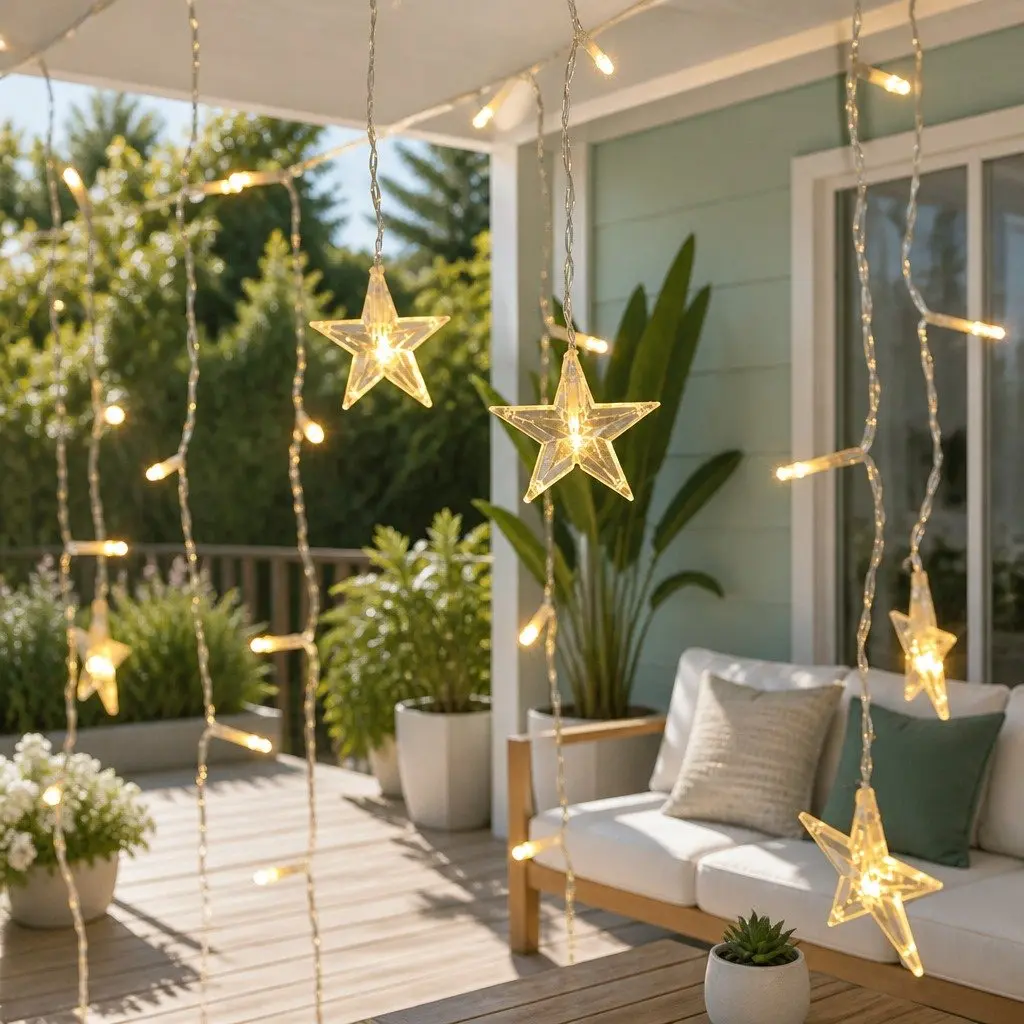 Icicle Christmas Lights Warm White LED 6M Outdoor Decoration with 160 Bulbs and 8 Lighting Modes