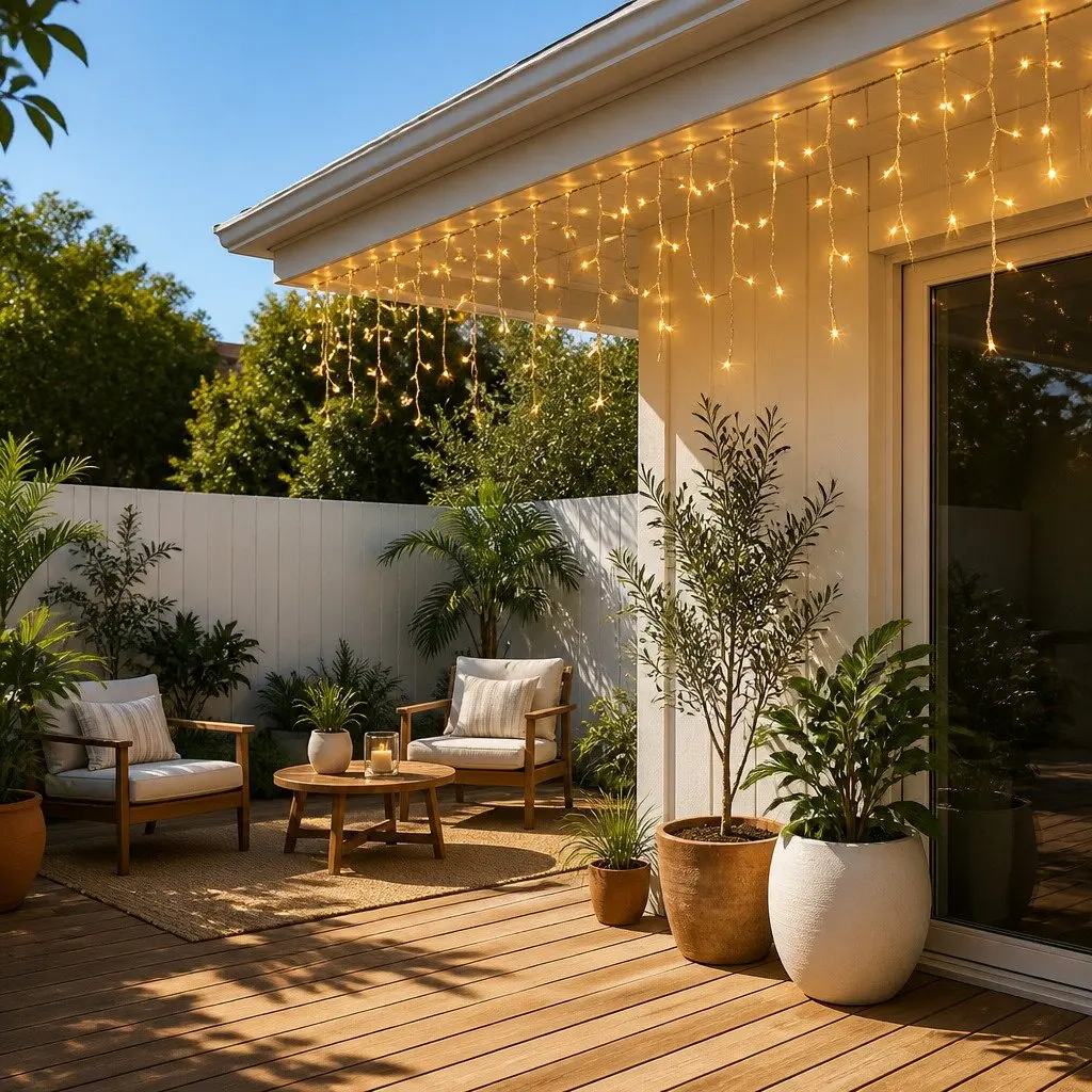 Solar Powered Icicle Lights 12.5M Warm White LED 100 Drops Outdoor Christmas Decoration