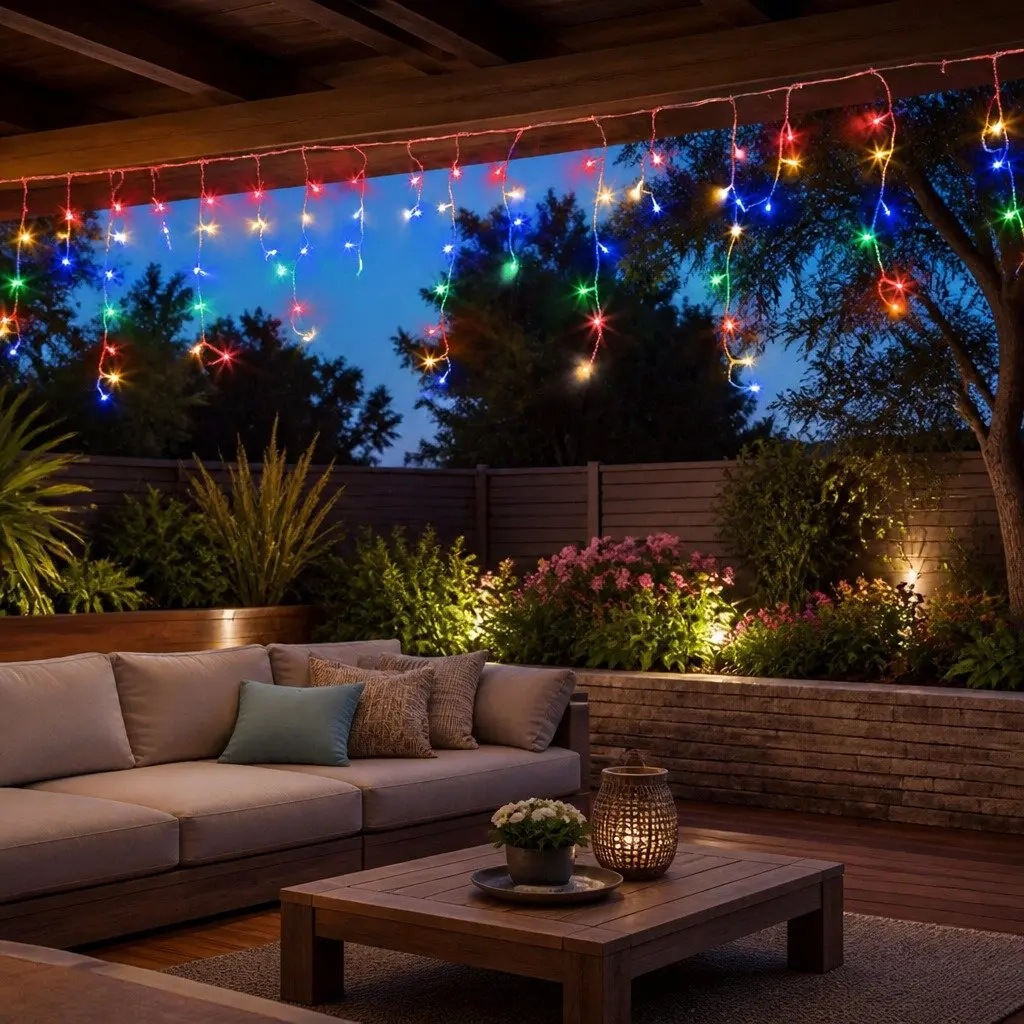 Icicle Lights 20M Multi-Coloured LED 800 Bulbs Indoor Outdoor Decoration