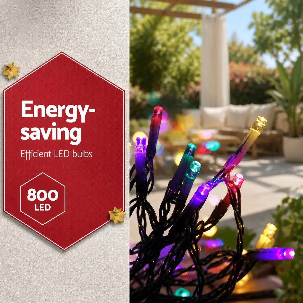 Icicle Lights 20M Multi-Coloured LED 800 Bulbs Indoor Outdoor Decoration