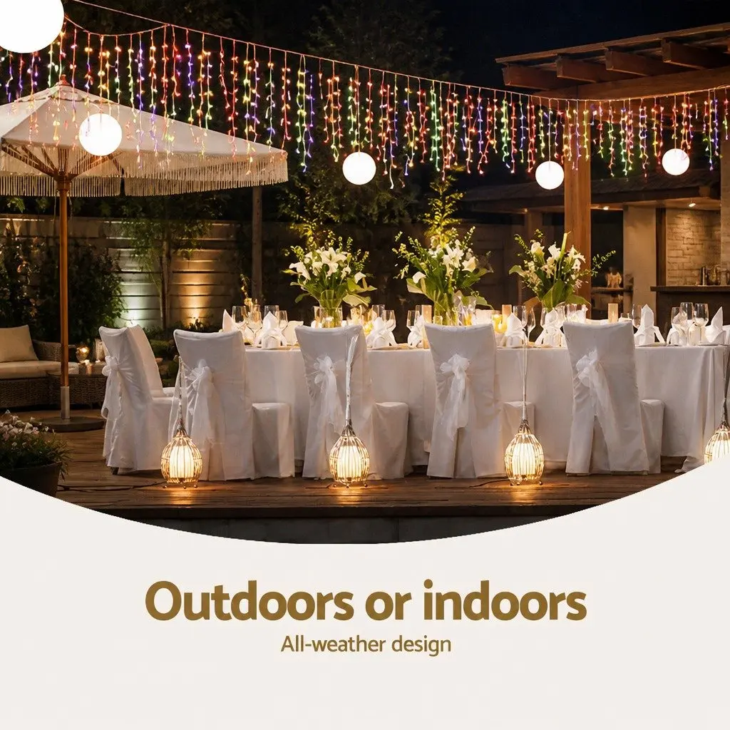 Icicle Lights 20M Multi-Coloured LED 800 Bulbs Indoor Outdoor Decoration