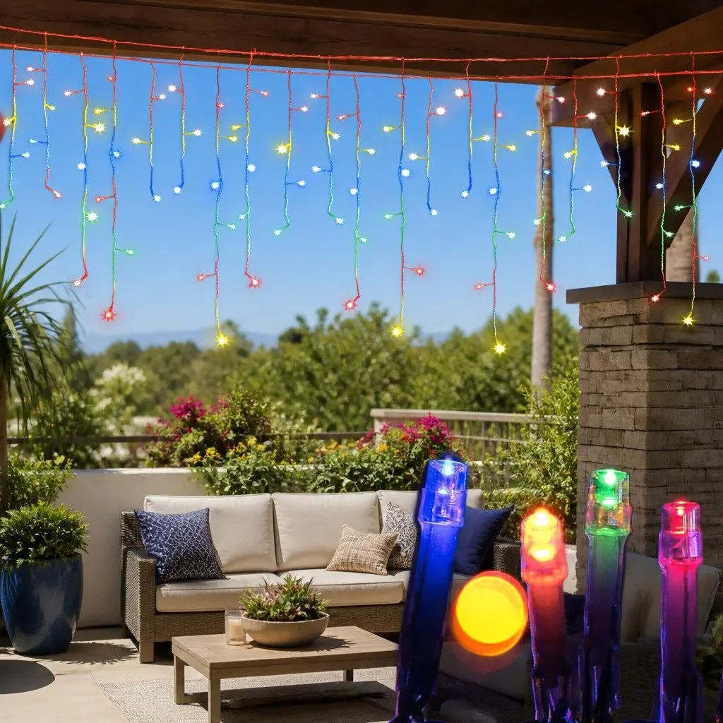Icicle Lights 20M Multi-Coloured LED 800 Bulbs Indoor Outdoor Decoration
