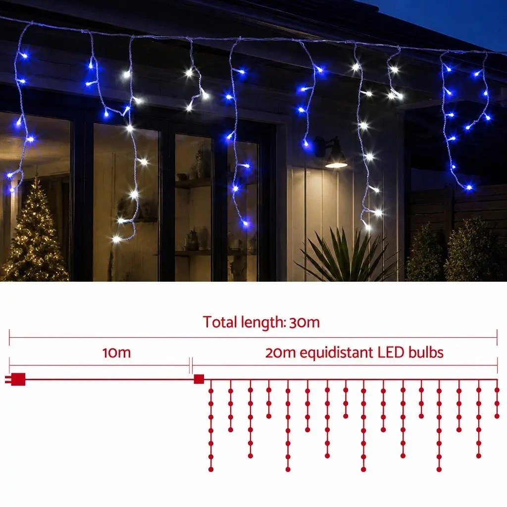 Icicle Lights 20M Blue LED 800 Bulbs Outdoor Indoor Christmas Decoration