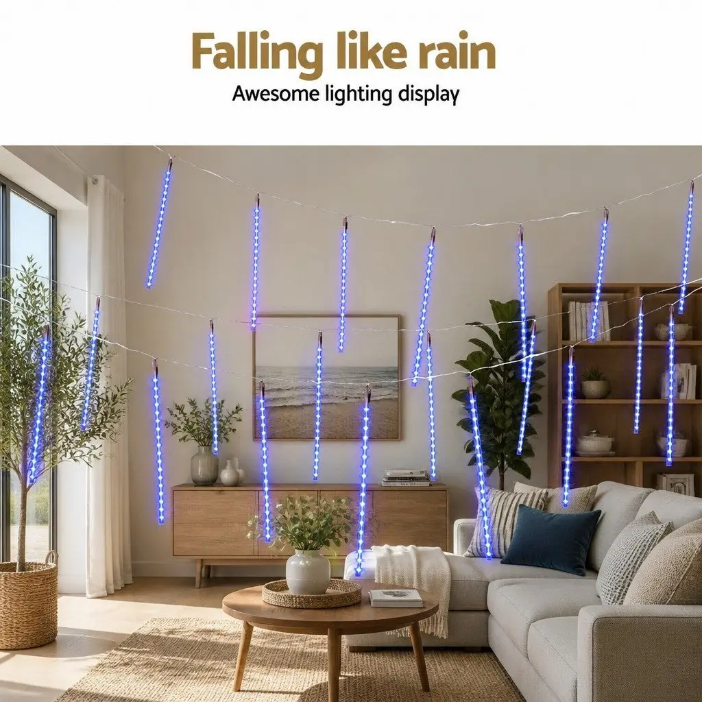 LED Icicle Christmas Lights 7 Meter Blue 288 Bulbs Indoor Outdoor