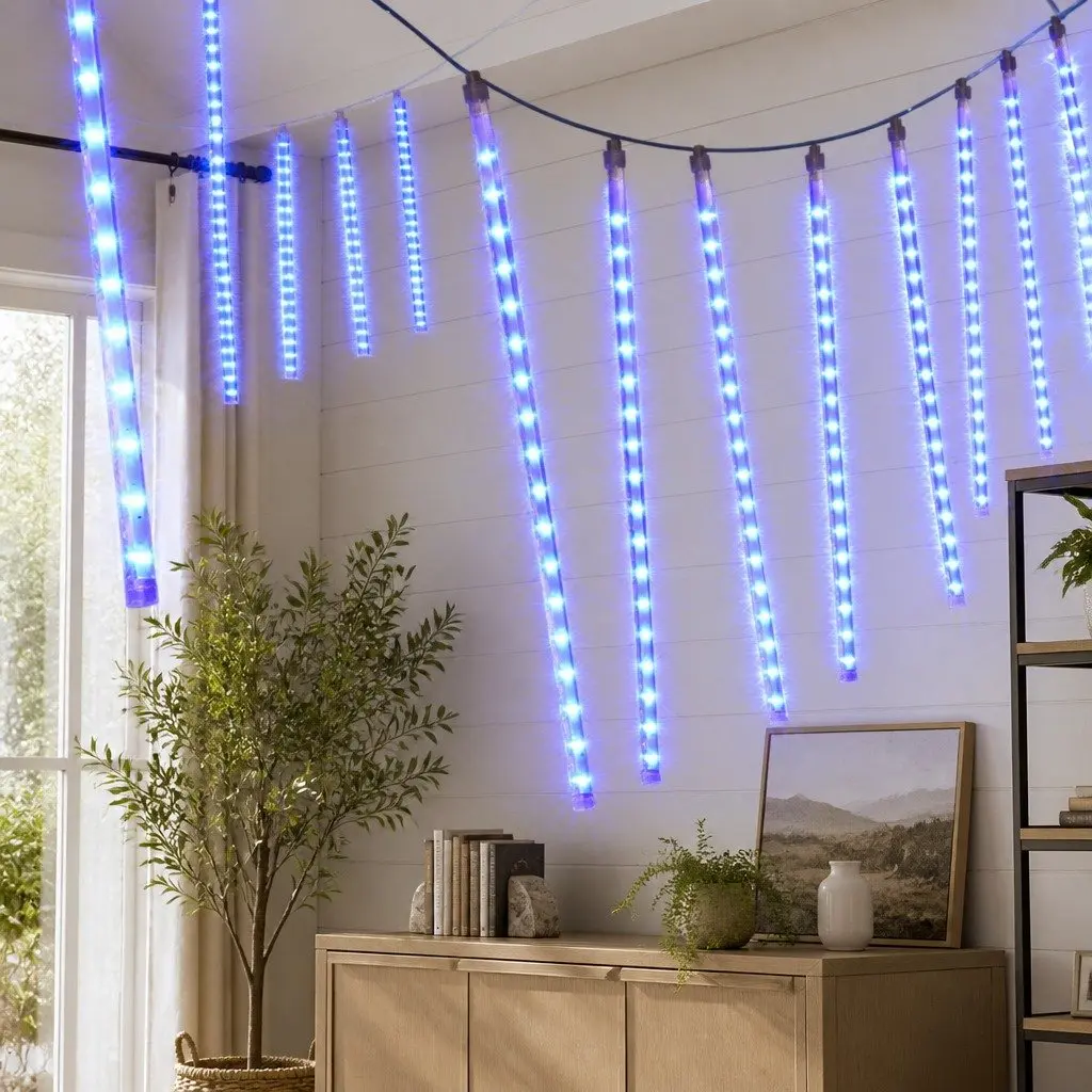 LED Icicle Christmas Lights 7 Meter Blue 288 Bulbs Indoor Outdoor