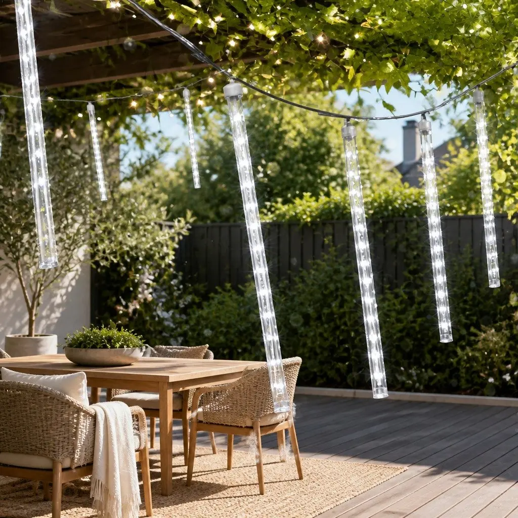 Icicle Shower Lights 12M Cold White 960 LED Bulbs Indoor Outdoor Christmas Decoration