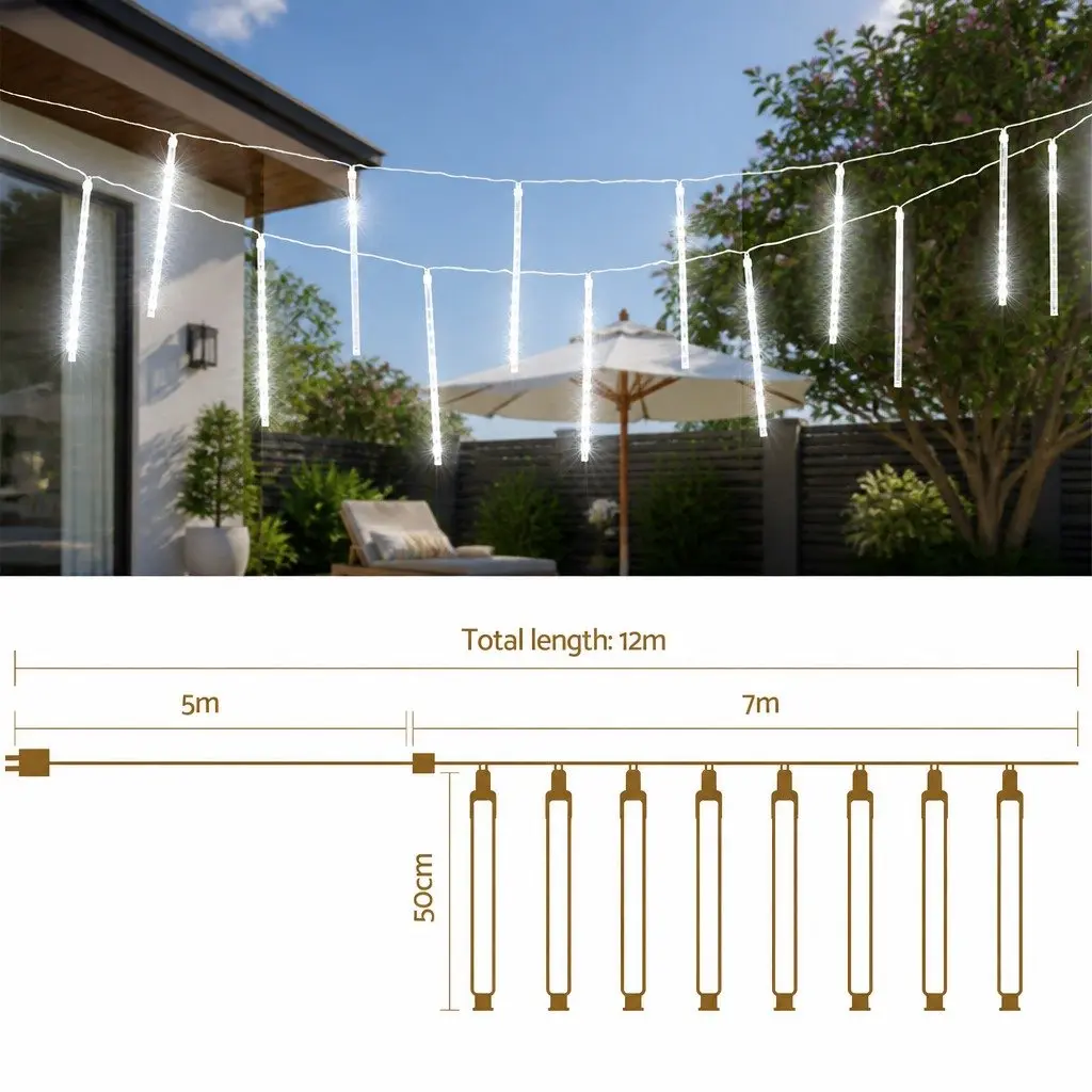 Christmas Icicle Lights 7M Shower LED Falling Meteor Outdoor Indoor Decoration