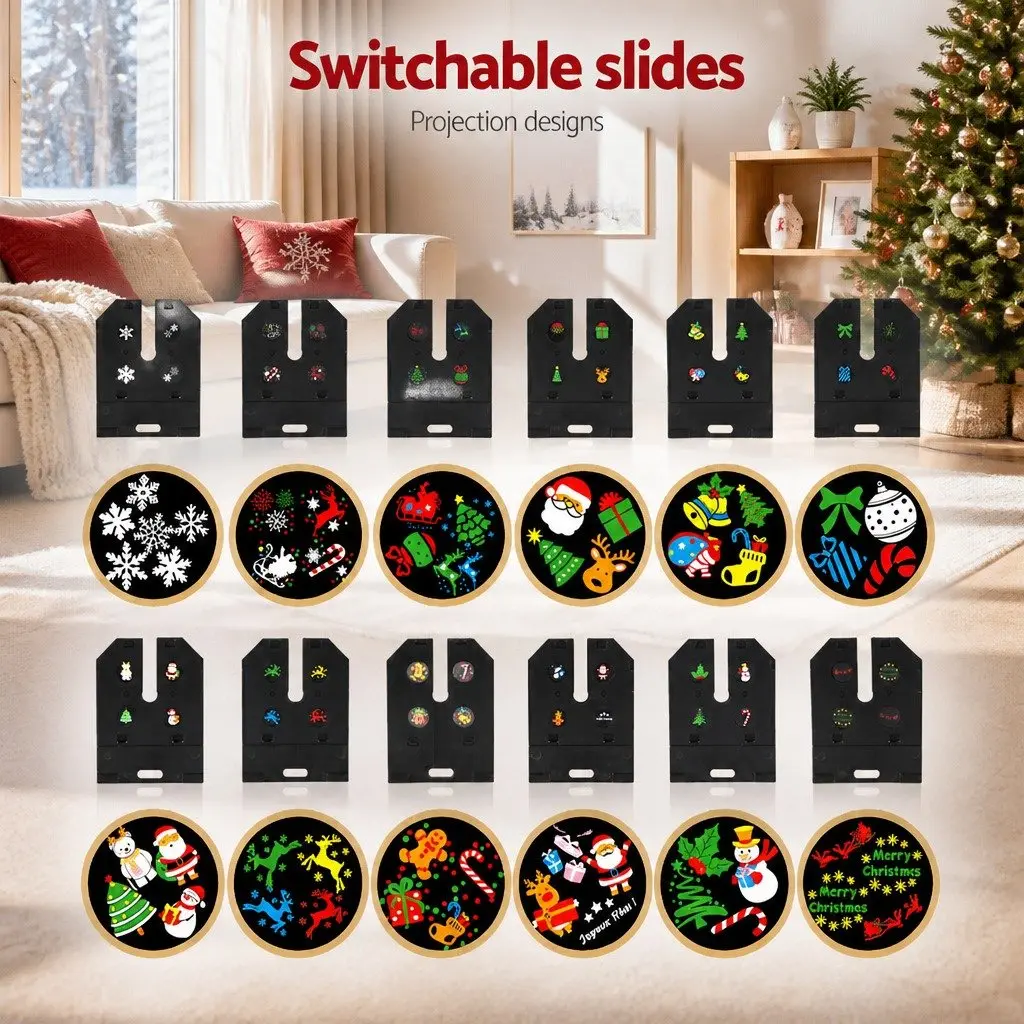 Multicoloured Laser Projector for Christmas Outdoor Use 12 Festive Designs Waterproof Adjustable Angle