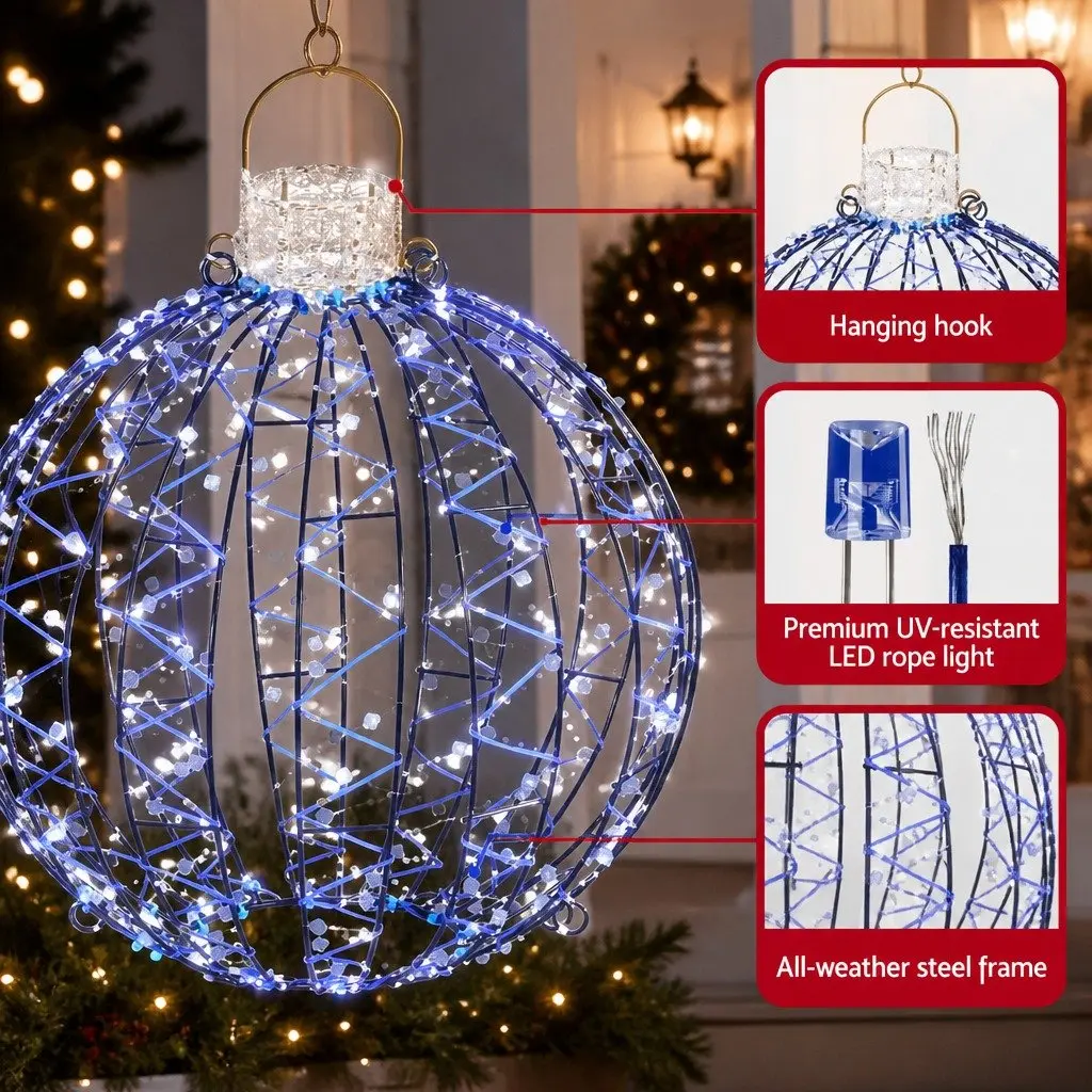 Christmas Light Set RGB LED 320 Bulbs 3D Ball Decorations Large Medium Small Multicolour Indoor Outdoor