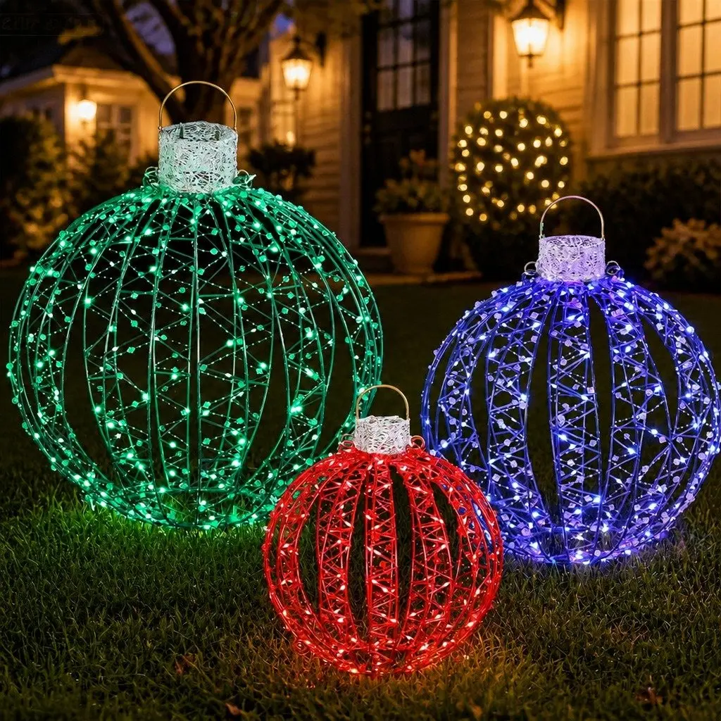 Christmas Light Set RGB LED 320 Bulbs 3D Ball Decorations Large Medium Small Multicolour Indoor Outdoor