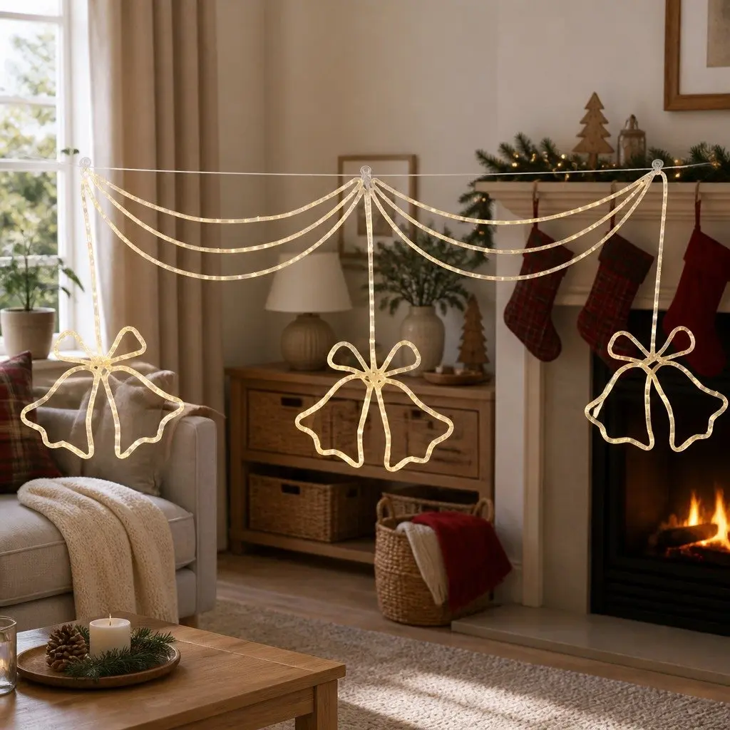 LED Christmas Light String Multicolour 1.8M 288 Bell Motif Indoor Outdoor Waterproof