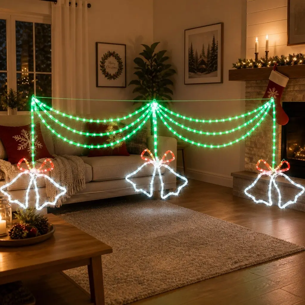 LED Christmas Light String Multicolour 1.8M 288 Bell Motif Indoor Outdoor Waterproof