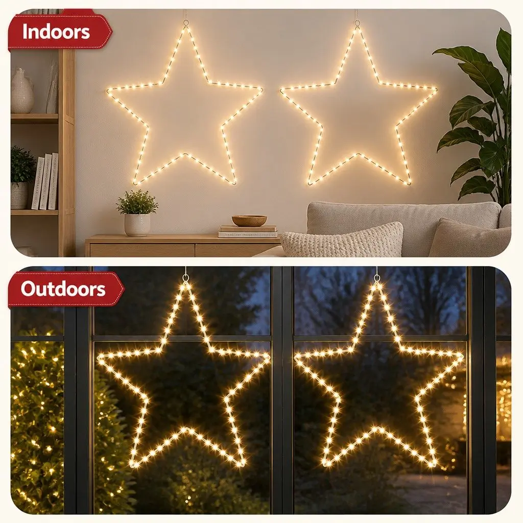 50cm Christmas Star Light Decoration Warm White LED 70 Indoor Outdoor Battery Powered