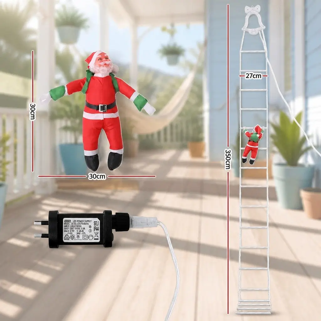 Christmas Ladder Lights 300 LED 3.5M Multicolour with Detachable Santa Claus