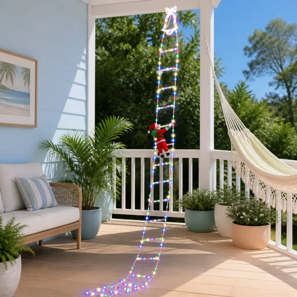 Christmas Ladder Lights 300 LED 3.5M Multicolour with Detachable Santa Claus