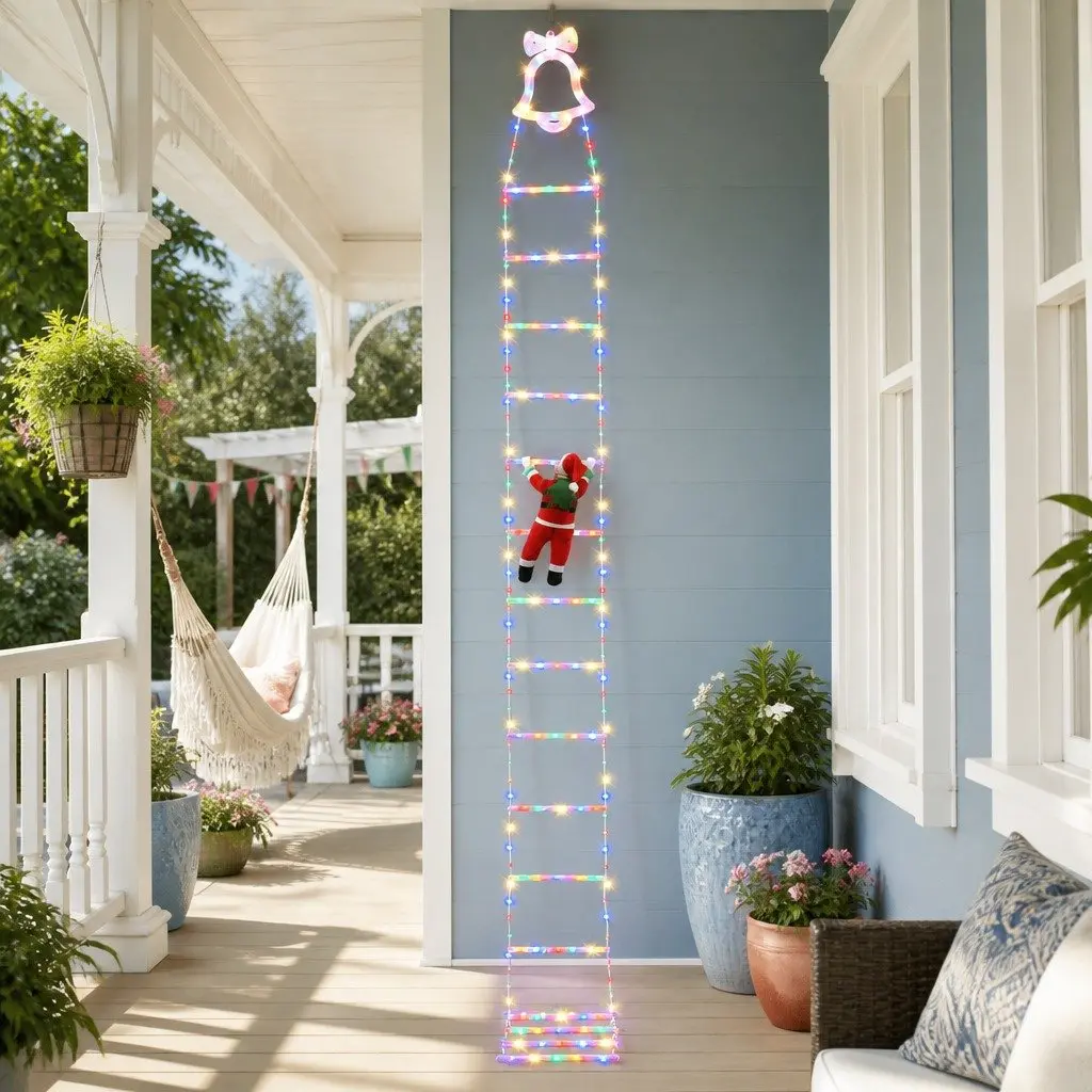 Christmas Ladder Lights 300 LED 3.5M Multicolour with Detachable Santa Claus