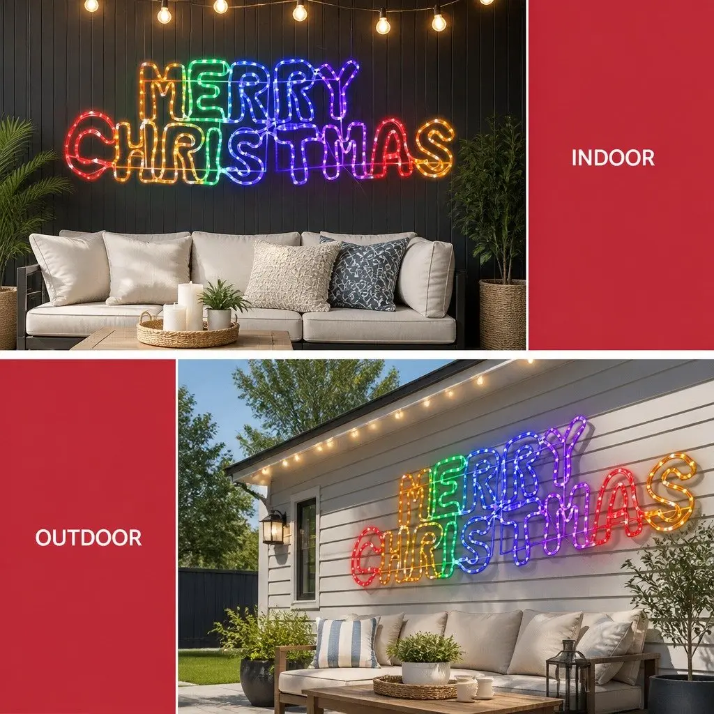 LED Rope Light Multicolour 1.6M Outdoor Decoration 360 Bulbs Waterproof Steel Frame