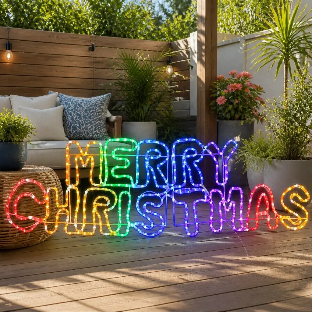 LED Rope Light Multicolour 1.6M Outdoor Decoration 360 Bulbs Waterproof Steel Frame