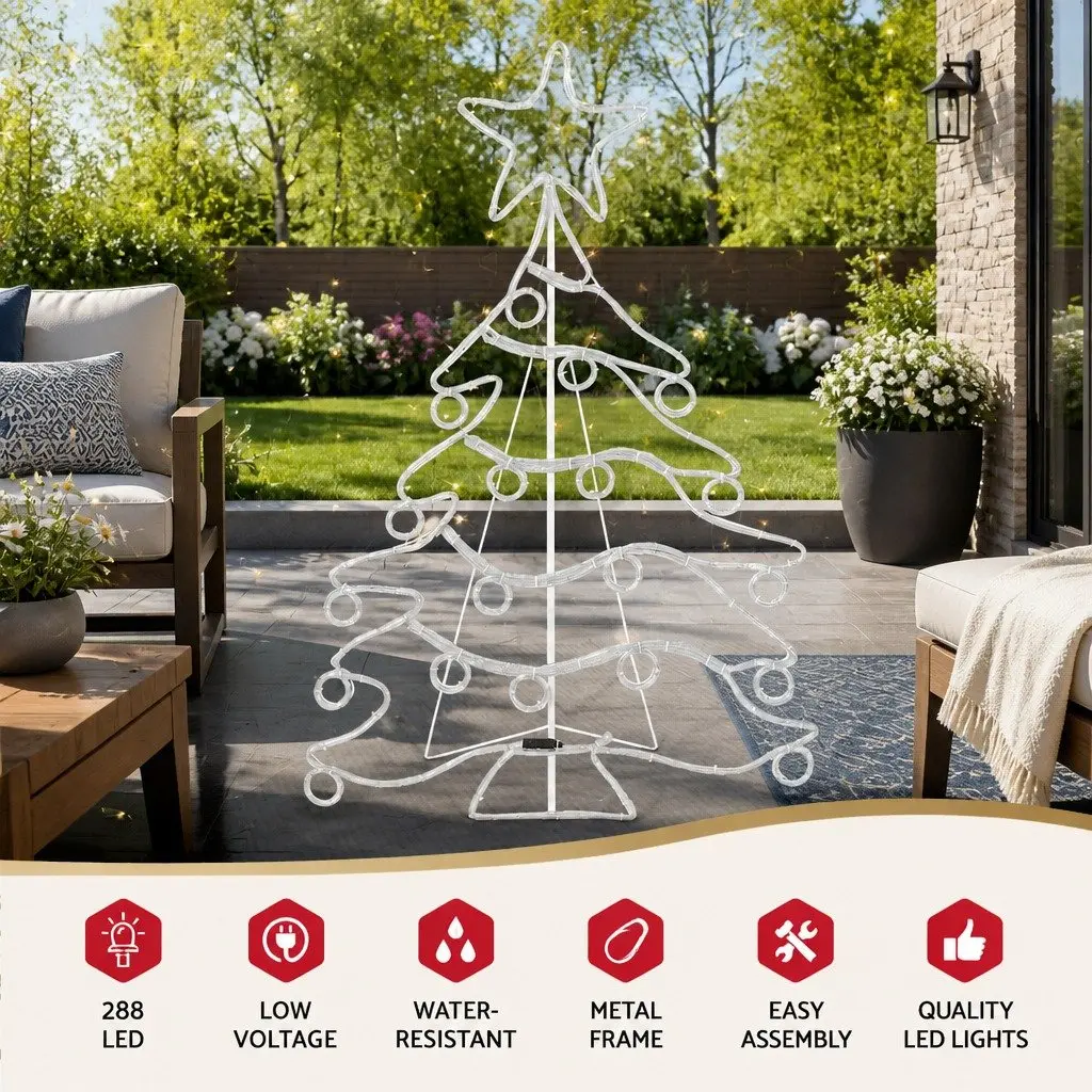 LED Christmas Light Motif Multicolour 1.18M Rope 288 Bulbs Outdoor Decoration