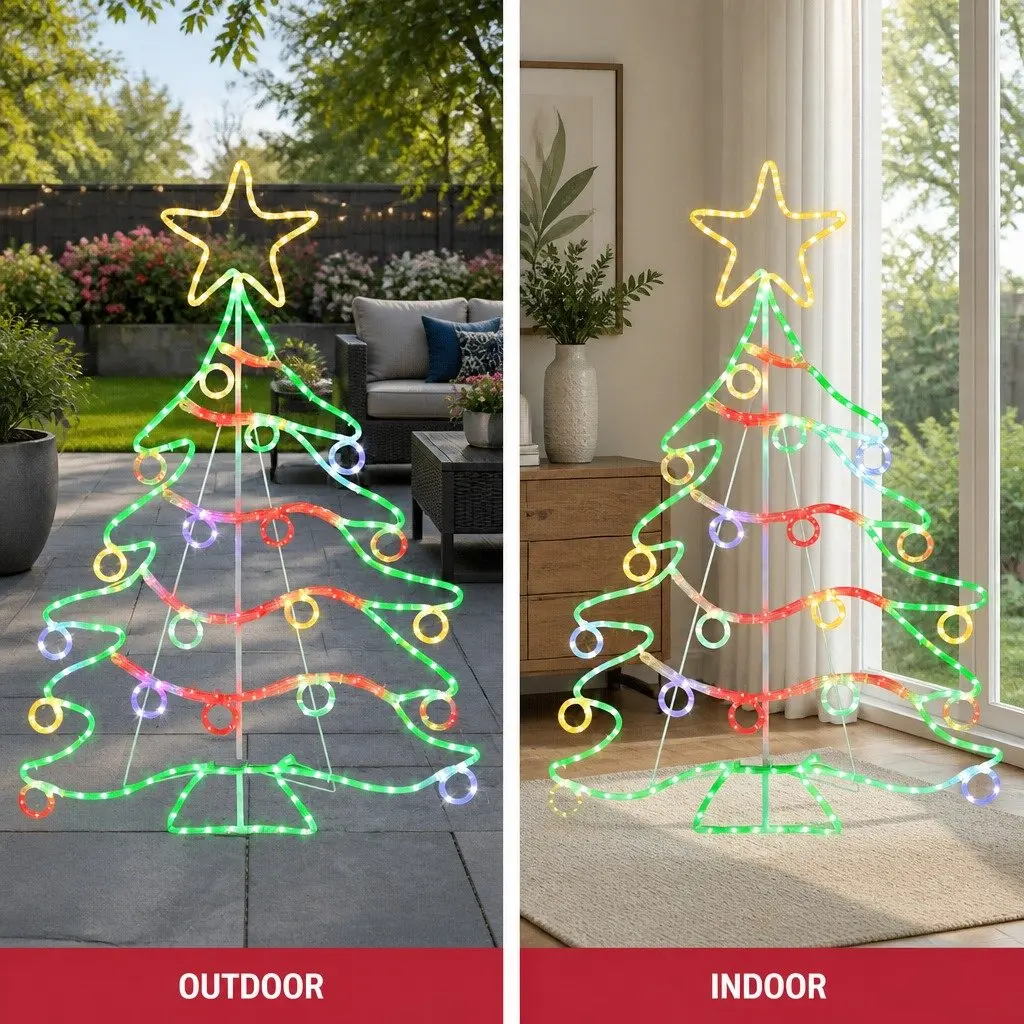 LED Christmas Light Motif Multicolour 1.18M Rope 288 Bulbs Outdoor Decoration