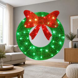 Perfect 60cm Solar Christmas Wreath Light for Your Garden