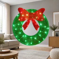 Perfect 60cm Solar Christmas Wreath Light for Your Garden