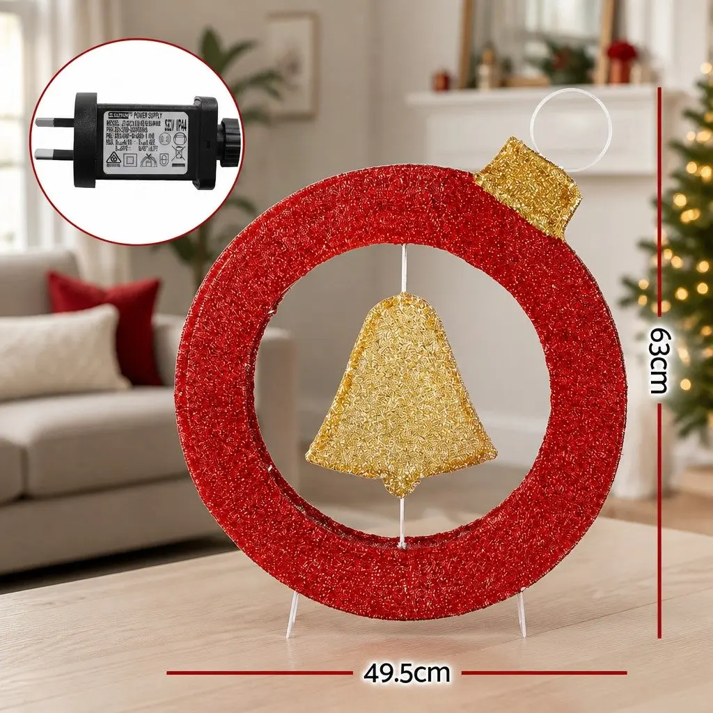 Christmas Wreath LED Steel Frame 60cm Multicolour with 30 Warm White Lights