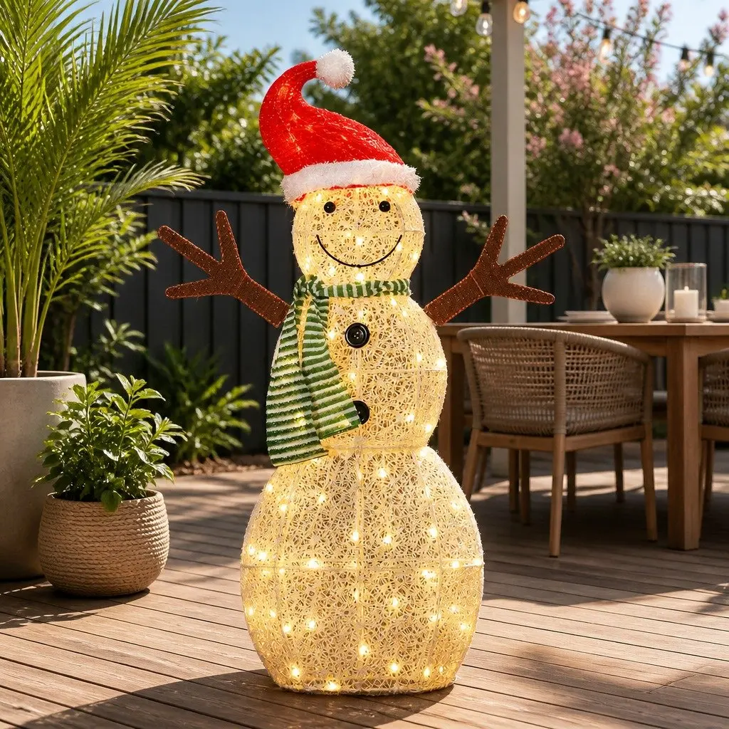 LED Snowman Decoration 0.97M Steel Frame 80 Warm-White Indoor Outdoor Multicoloured