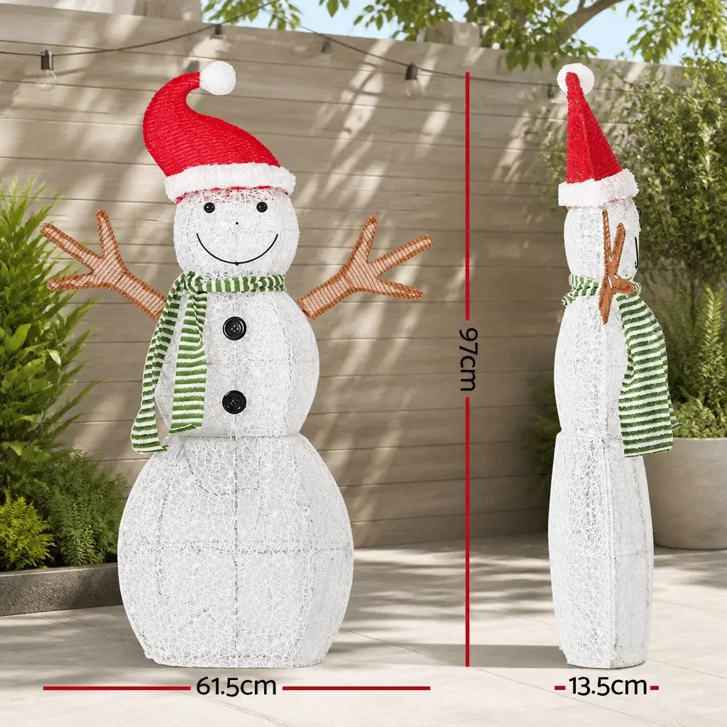 LED Snowman Decoration 0.97M Steel Frame 80 Warm-White Indoor Outdoor Multicoloured