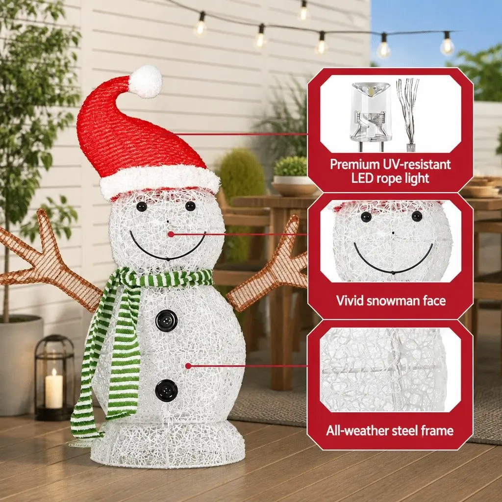 LED Snowman Decoration 0.97M Steel Frame 80 Warm-White Indoor Outdoor Multicoloured