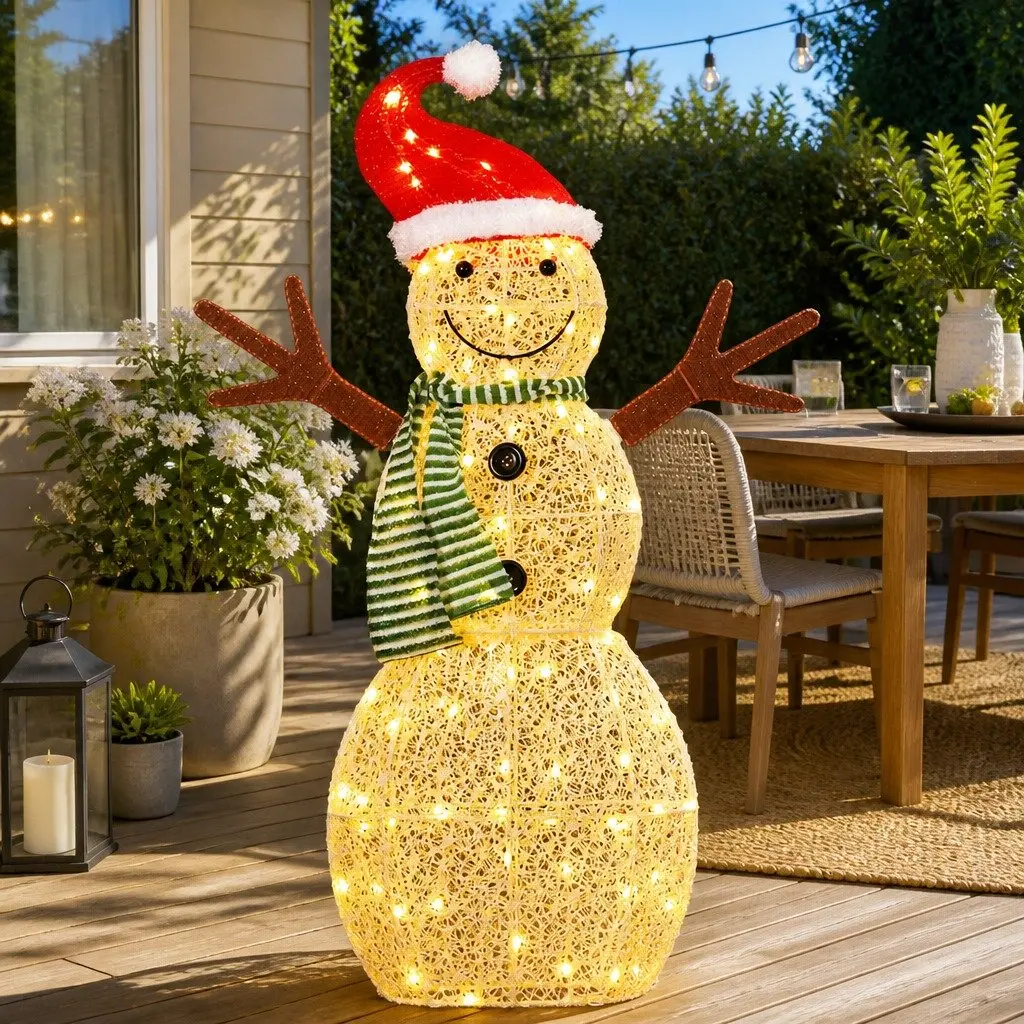 LED Snowman Decoration 0.97M Steel Frame 80 Warm-White Indoor Outdoor Multicoloured