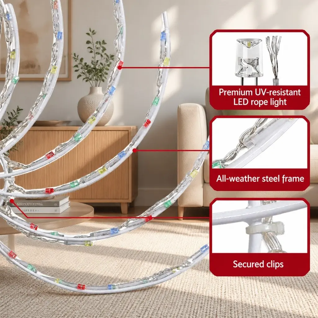 LED Christmas Decoration Motif Multi-Coloured 0.5M with 128 Bulbs Outdoor Indoor Use