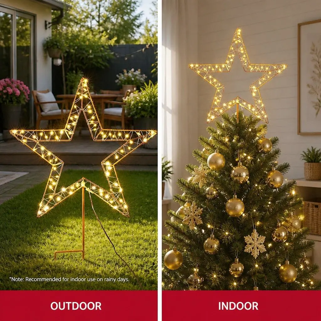 100 LED Warm White Christmas Lights Star Ground Garden Outdoor Decoration