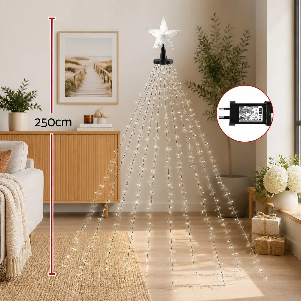 Christmas Waterfall String Lights LED 2.5M Multicolour 300 Bulbs