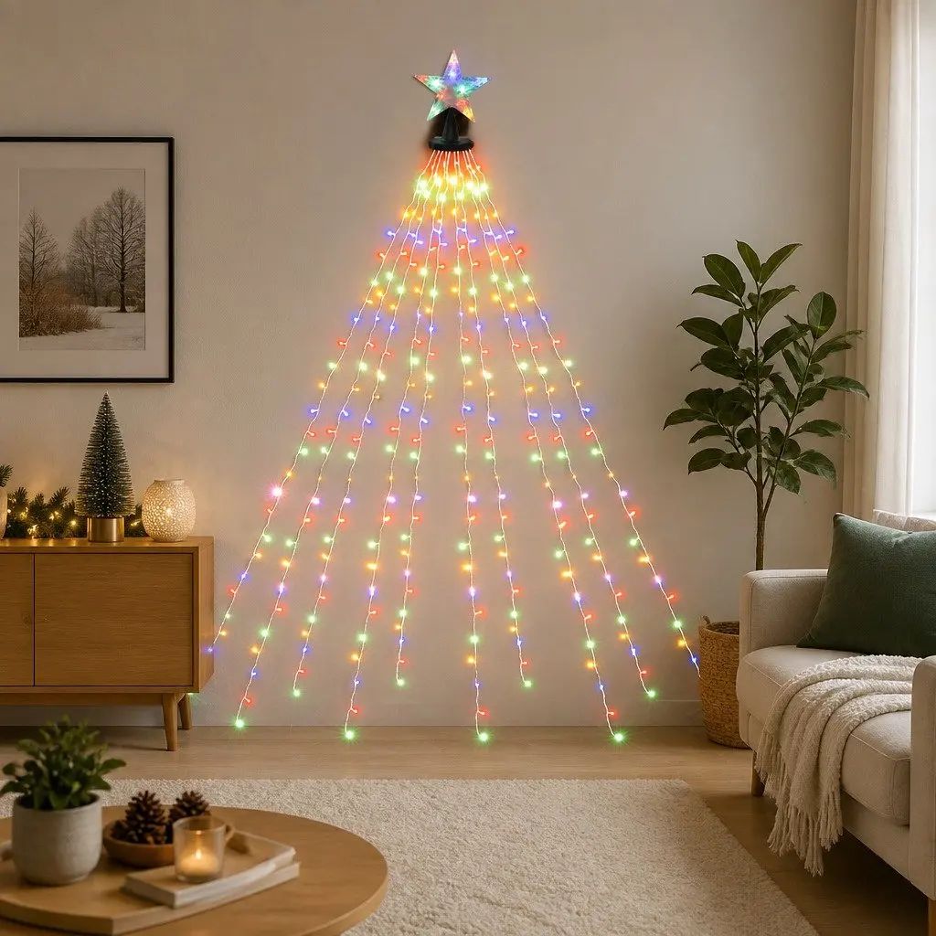 Christmas Waterfall String Lights LED 2.5M Multicolour 300 Bulbs