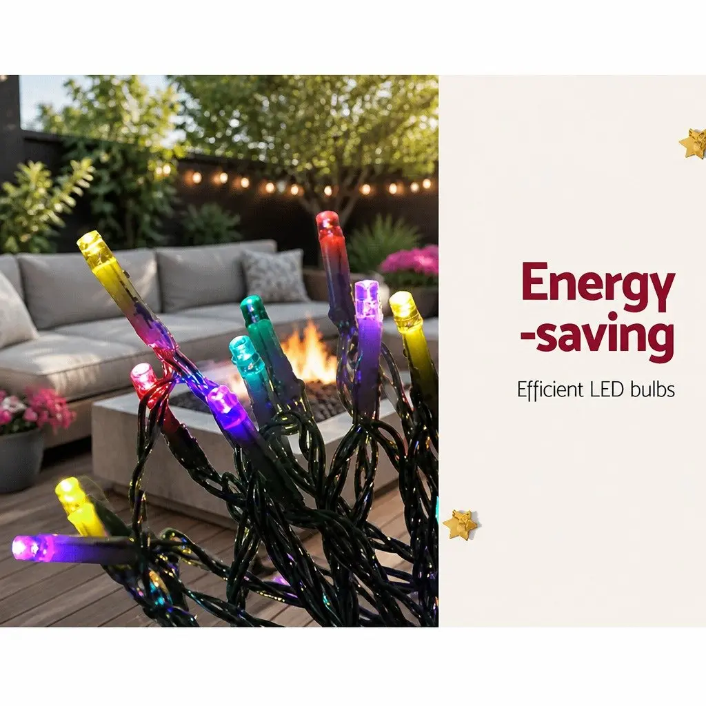 Solar Powered Christmas Lights 3M Multi-Coloured LED Cascading String Light Decor