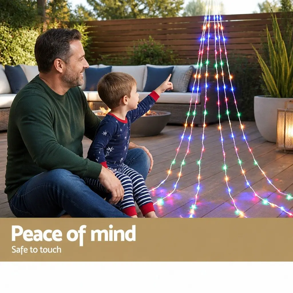 Solar Powered Christmas Lights 3M Multi-Coloured LED Cascading String Light Decor