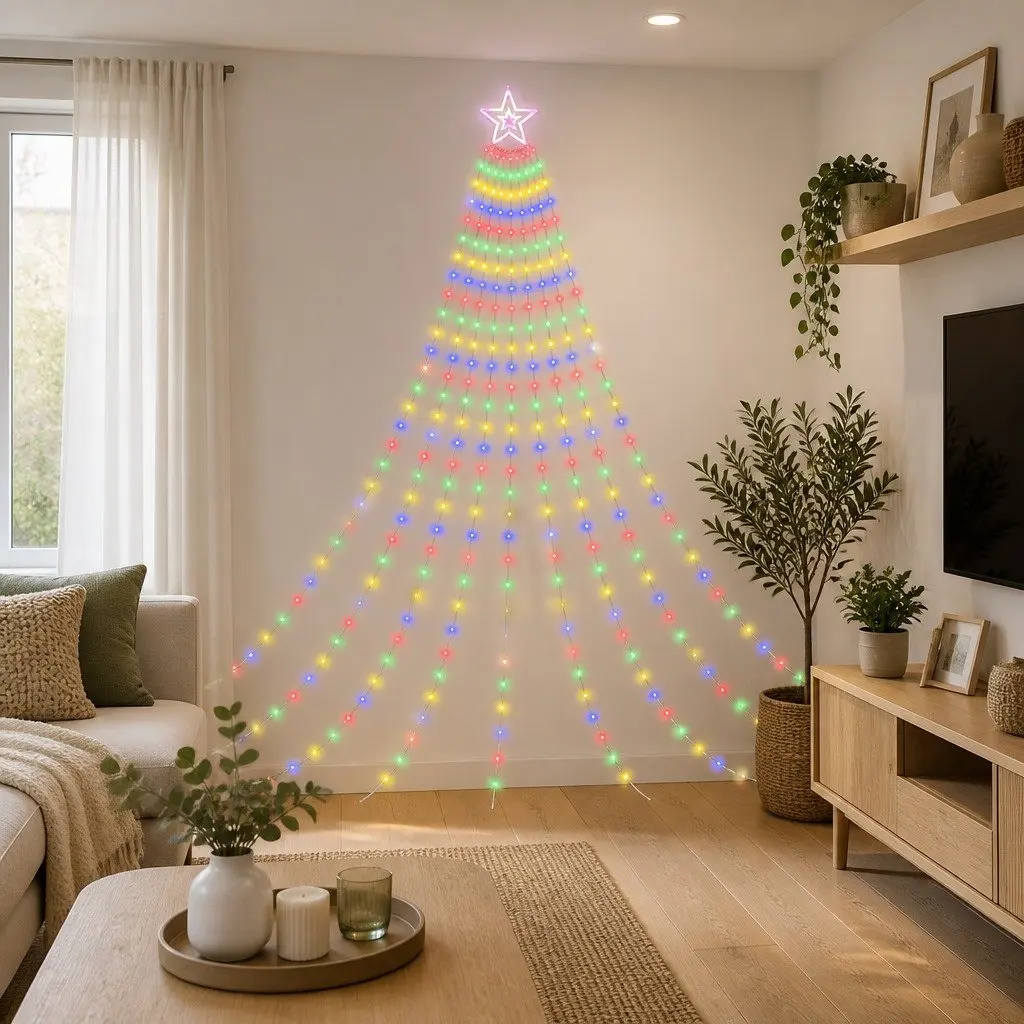 Christmas Waterfall String Lights 3.8M 340 LED Multicolour Outdoor Indoor
