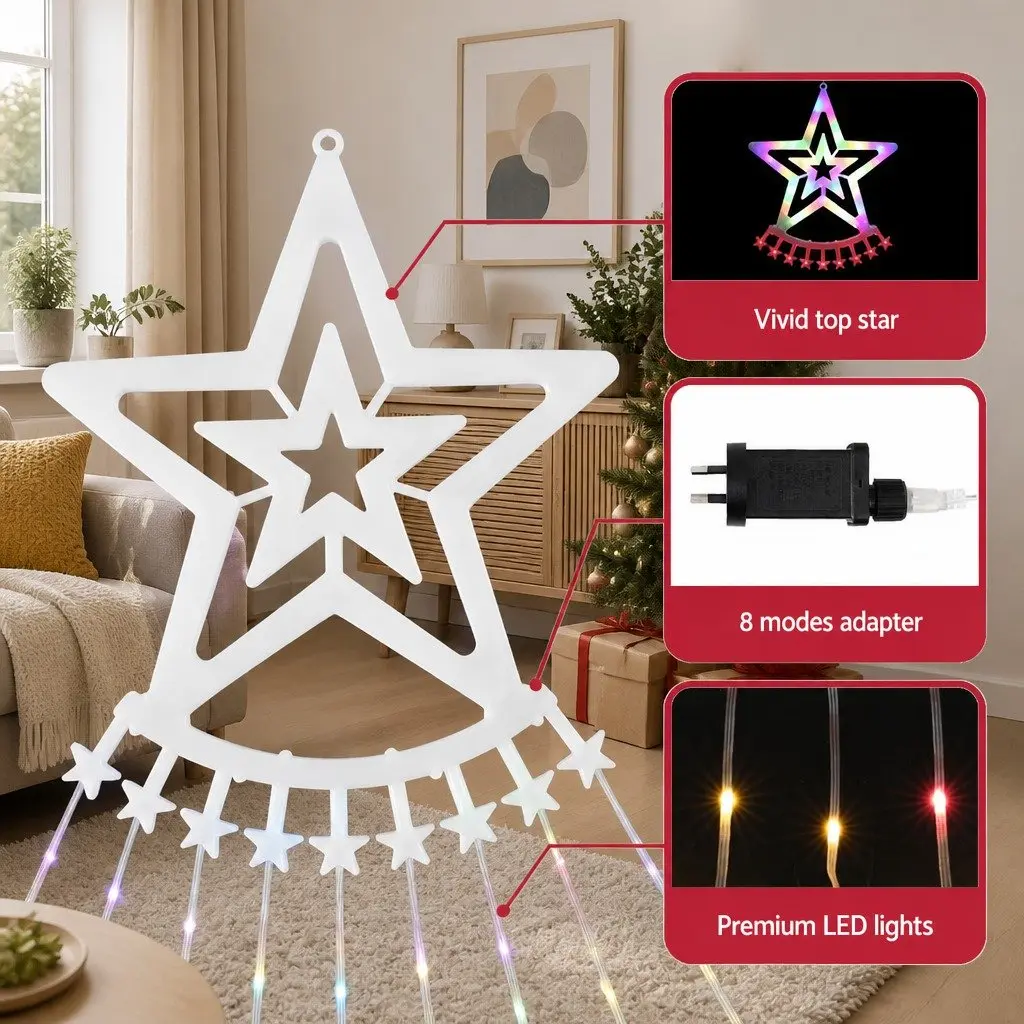 Christmas Waterfall String Lights 3.8M 340 LED Multicolour Outdoor Indoor