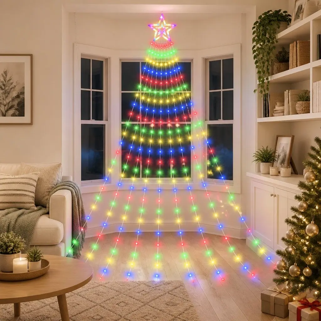 Christmas Waterfall String Lights 3.8M 340 LED Multicolour Outdoor Indoor