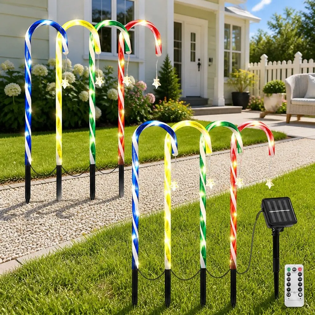 8 Piece Christmas Path Ground Lights Solar Powered 72 LED Multicolour Outdoor Garden Decorations