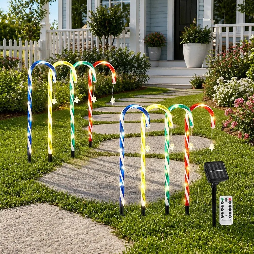 8 Piece Christmas Path Ground Lights Solar Powered 72 LED Multicolour Outdoor Garden Decorations