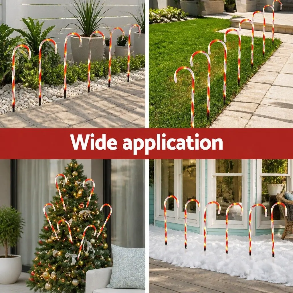 LED Christmas Path Ground Lights Solar Powered 6 PCS Water Resistant White