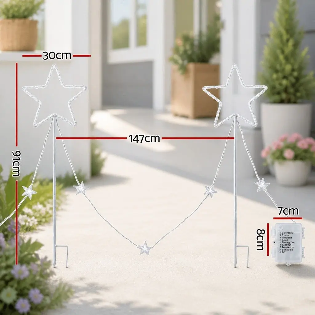 Christmas Lights Path Ground Light 4 Piece Warm White LED 144 Bulbs 8 Modes